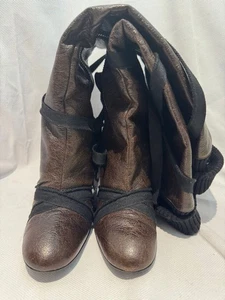 Stella McCartney Women’s Brown Bronze Over The Knee High Heel Boots Vegan Leathe - Picture 1 of 9