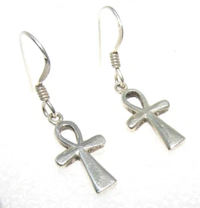 Pendientes colgantes/gotas Ankh de plata para mujer - Imagen 1 de 5