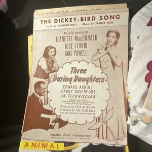 Canción de Dickey-Bird de Dietz Fain (partituras de colección 1947 3 Darling Daughters Powel - Imagen 1 de 15