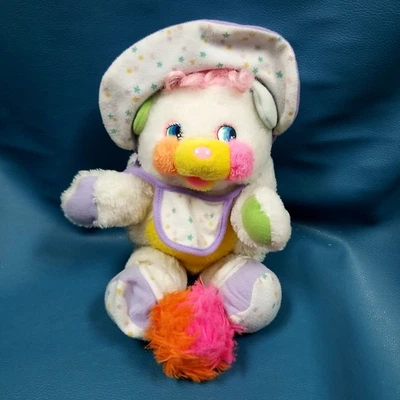 Vintage 1986 Mattel Baby Bibsy Popples Plush Stuffed Animal w Rattle Toy - Image 1 of 4