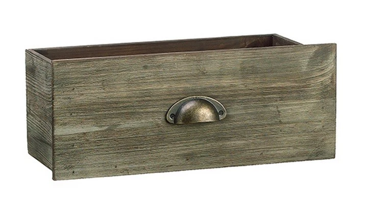 Allstate 15" Brown Wooden Drawer with Script Accents Storage Container - Image 1 of 1