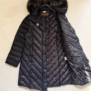 Abrigo Chaqueta BALMAIN Largo Ligero Piel de Zorro Azul Sudadera con Capucha Acolchada Logo Herrajes - Imagen 1 de 11