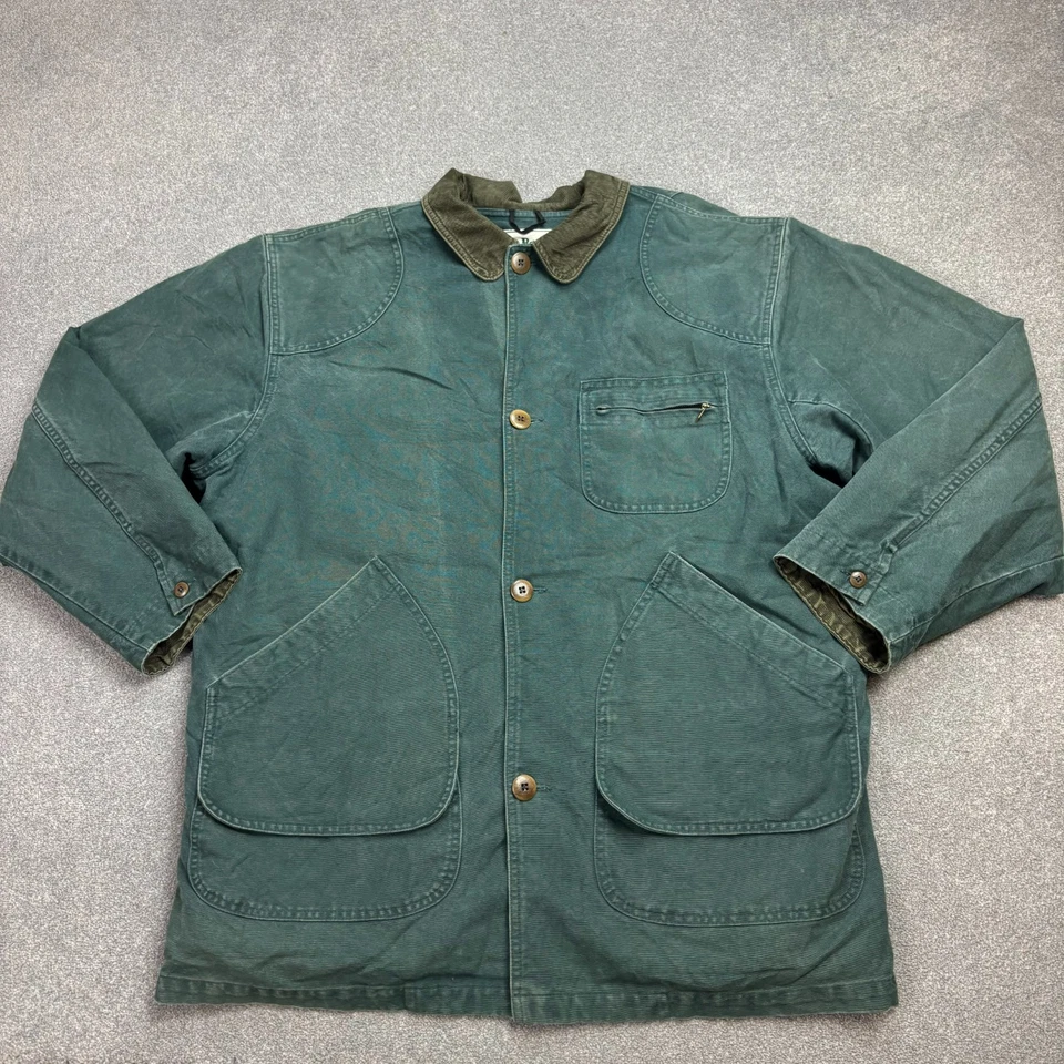 LL Bean Jacket Adult X Large Green Hunting Canvas Barn Chore Corduroy Lined Mens - Image 1 of 4