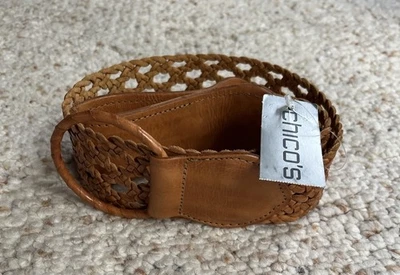 Cinturón de cuero vintage Chico’s Ava tejido marrón talla 3 para mujer 34-35” cintura nuevo con etiquetas Foto 1 de 4