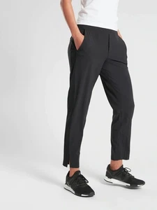 Athleta Women's Brooklyn Pull On Stretch Ankle Pants Black Size 12/P Lightweight - Picture 1 of 16