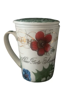 Pre Owned Fringe Studio Barnes Noble Holly Fine Porcelain Lidded Tea Mug Infuser - Image 1 of 4
