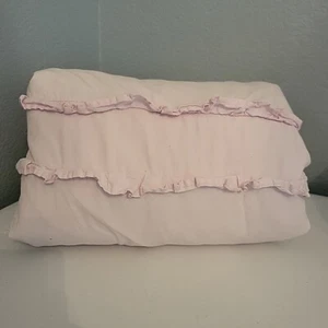 Simply Shabby Chic Rachel Ashwell QUEEN Solid Pink Ruffled Duvet Cottage - Picture 1 of 9
