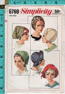 "Set of Hats" Vintage ©1966 Simplicity Sewing Craft Pattern 6769 UNCUT - Picture 1 of 4