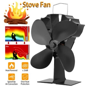 4 Blades Fireplace Stove Fan Heat Powered Stove Fan For Winter Wood Log Burner - Picture 1 of 11