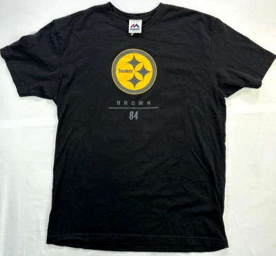 Camiseta Para Hombre Negra Majestic Pittsburgh Steelers Antonion Marrón 84 - Talla L Foto 1 de 4