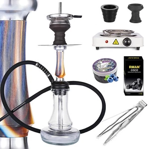 RMAN Shisha 43cm Wasserpfeife Legierung Hookah mit 1KG Kohle/100g Dampfsteine - Bild 1 von 8