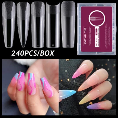 240Pcs Full Cover Nail Extension Extra Lange Matte Acryl Falsche Nägel  / - Bild 1 von 4