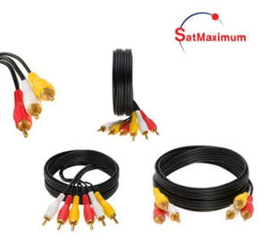 3 RCA macho a 3 RCA macho audio video cable TV VCR DVD cable auxiliar compuesto - LOTE - Imagen 1 de 5