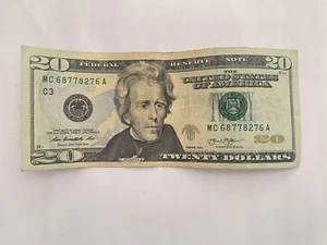 USA Real Money $20 paper money TWENTY DOLLARS Serial # MC 68778276 A Note 2013 - Picture 1 of 3