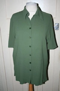 TALLA 16 BLUSA DORIS STREICH VERDE ARRUGADO CON DETALLE RECORTADO EN LA MANGA - Imagen 1 de 4