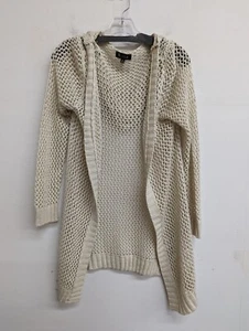Schwestern Damen Häkel Strickjacke offen gewebt Kapuze Boho Gr. Medium - Bild 1 von 4