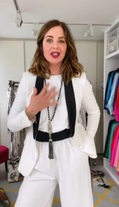 ZARA TRINNY BLAZER WHITE CONTRAST LAPEL BLACK SMALL RARE - Picture 1 of 12