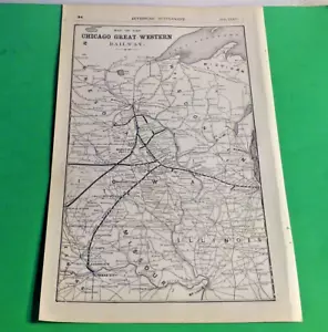 Rare 1903 Railroad Map of The CHICAGO GREAT WESTERN Railway System & Routes - Picture 1 of 6