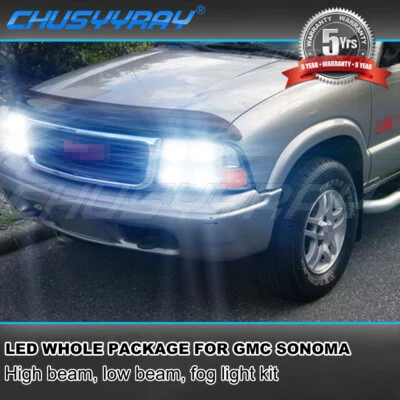 Combo LED Headlights Hi/Lo + Fog Light Bulbs Kit 8 Pack For GMC Sonoma 1998-2004 - Image 1 of 4