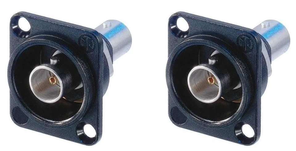 2 Pack Neutrik NBB75DFIB Panel D-Mount BNC to BNC Barrel Isolated (In Black) - Image 1 of 1