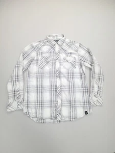 Machine Shirt Adult Large White Gray Button Up Outdoors Casual Comfort Mens - Picture 1 of 7