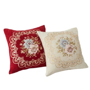 Flower Chenille Square Cushion Cover Pillow Case Home Sofa Car Office Decor 18'' - Picture 1 of 9