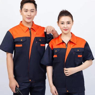 Hot Mens Industrial Short Sleeve Work Shirt Performance Shop Shirt Work Clothes - Image 1 of 4