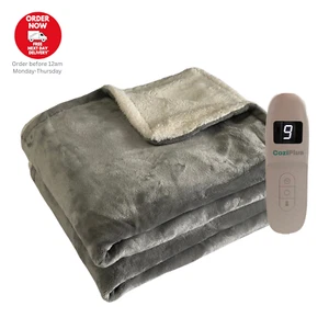 CoziPlus Electric Heated Throw Blanket Light Grey, 9 Heat & Timer Controller,XL - Picture 1 of 8