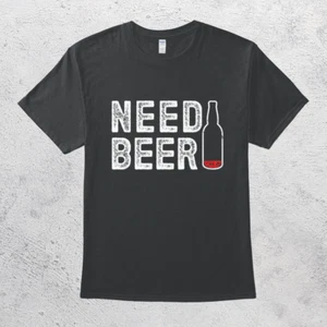 Need Beer Funny Low Battery Drinking Sarcastic Humor T-Shirt - Picture 1 of 5