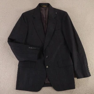 VINTAGE Prince of Wales Check Jacket S Gray Glen Plaid 100% Wool Blazer 38R - Picture 1 of 16