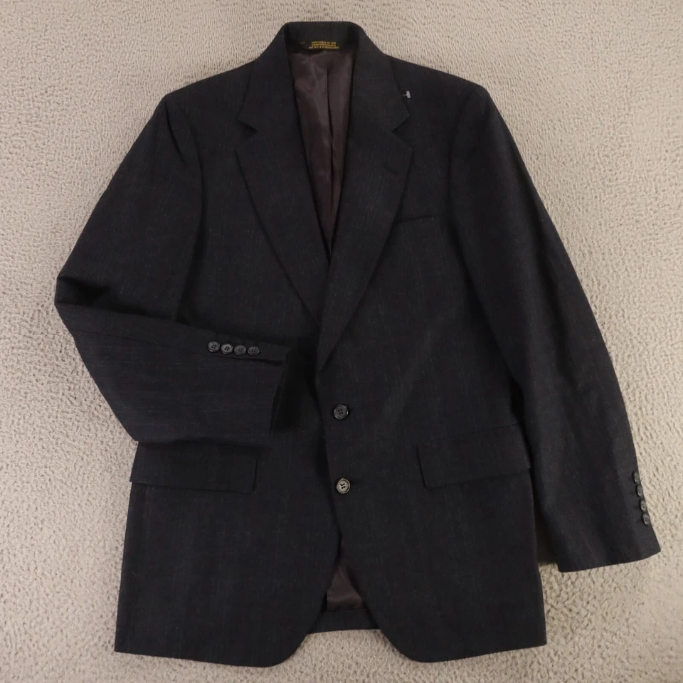 VINTAGE Prince of Wales Check Jacket S Gray Glen Plaid 100% Wool Blazer 38R - Image 1 of 4