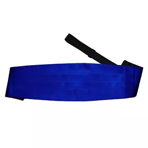 Royal Blue Mens Cummerbund Satin Plain Adjustable Wedding Accessory by DQT - Picture 1 of 2