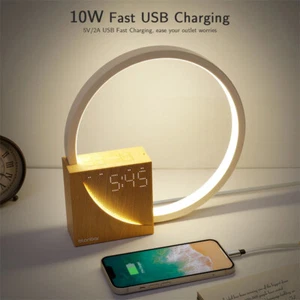 Bedside Lamp Touch Table Lamp With Natural Sounds, Desk Lamp With Alarm Clock, T - Picture 1 of 8