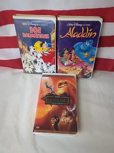 3 Disney VHS Movies: 101 Dalmatians, Aladdin & The Lion King Black Diamond - Picture 1 of 23