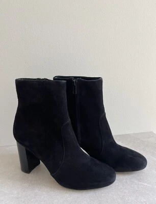 Vince Brannen Suede Block Heel Ankle Boots Booties in Black Women's 8 M 38.5 - Image 1 of 4