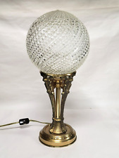 vintage Mid-Century Victorian Revival Brass Pedestal Table LAMP & Glass Shade