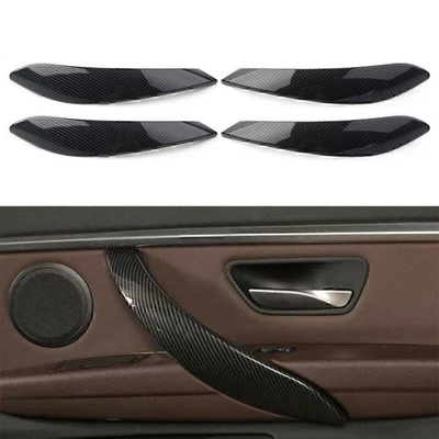 4 Pcs New Carbon Fiber Inner Door Handle Panel Cover Trim For BMW 3 4 Series 3GT - Image 1 of 4