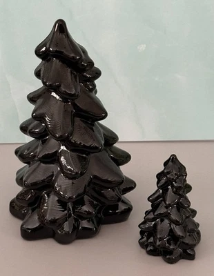Mosser Glass Christmas Tree Set - 2 sizes - BLACK Classic CHRISTMAS Goth Decor
