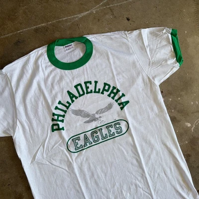 1980s VINTAGE 80s PHILADELPHIA EAGLES FOOTBALL RINGER T-SHIRT ADULT SZ XL - Image 1 of 4