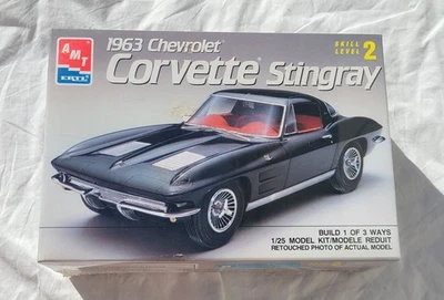 AMT ERTL 1963 Corvette Stingray 1/25 Scale Plastic Model Kit 6520 New Sealed - Image 1 of 4