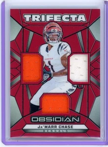 2024 Panini Obsidian #TS-JCE Ja'Marr Chase Trifecta Red Flood Patch 58/75 - Picture 1 of 2
