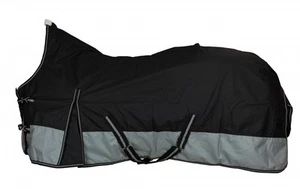 Weidedecke Outdoor Regendecke High Neck Polarfleece BASICLINE RL24 schwarz/grau - Bild 1 von 6