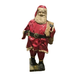 Vintage 14" Paper Mache' SANTA CLAUS Holding His Bag Christmas Figurine - Picture 1 of 6