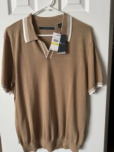 NWT Perry Ellis Men’s Short Sleeve, Light Brown, Size Medium - Picture 1 of 5