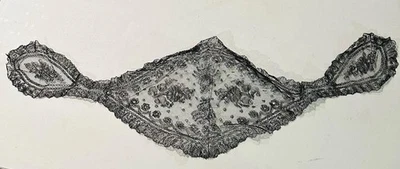 Antiguo Victoriano Eduardiano Negro Encaje Cuello Plastrón Crochet 3D SC Estate #O Foto 1 de 4