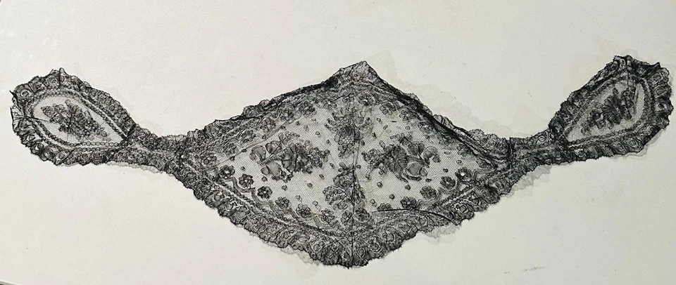 Старинный викторианский эдвардианский черный кружевной воротник пластрон крючком 3D SC Estate #O - Изображение 1 из 4