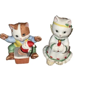 Vintage BC Bronson Keramik Weihnachtsengel Kätzchen & Santa Jack in der Box Figuren - Bild 1 von 11