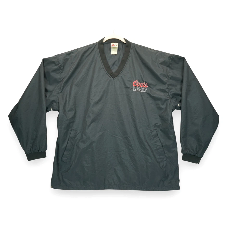 Pullover vintage Rawlings Coors ligero cortavientos para hombre negro forrado cuello en V XL Foto 1 de 4