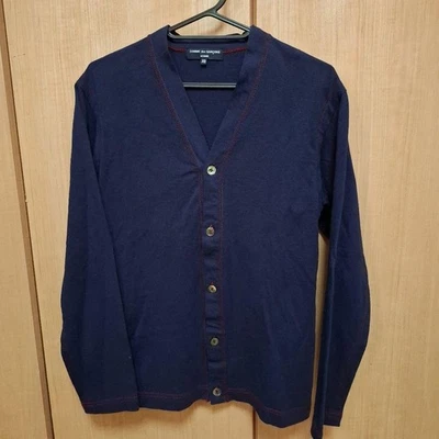 Cárdigan COMME des GARCONS HOMME Azul Marino Rojo Bordado Algodón Usado Foto 1 de 4