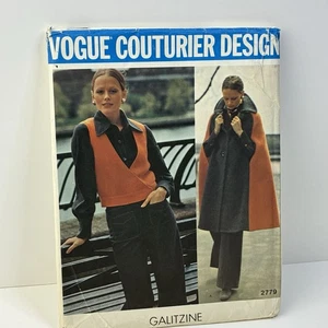 Cape Pants Shirt Vest Size 10 UNCUT Pattern 2779 Vintage Galitzine Couturier - Picture 1 of 2